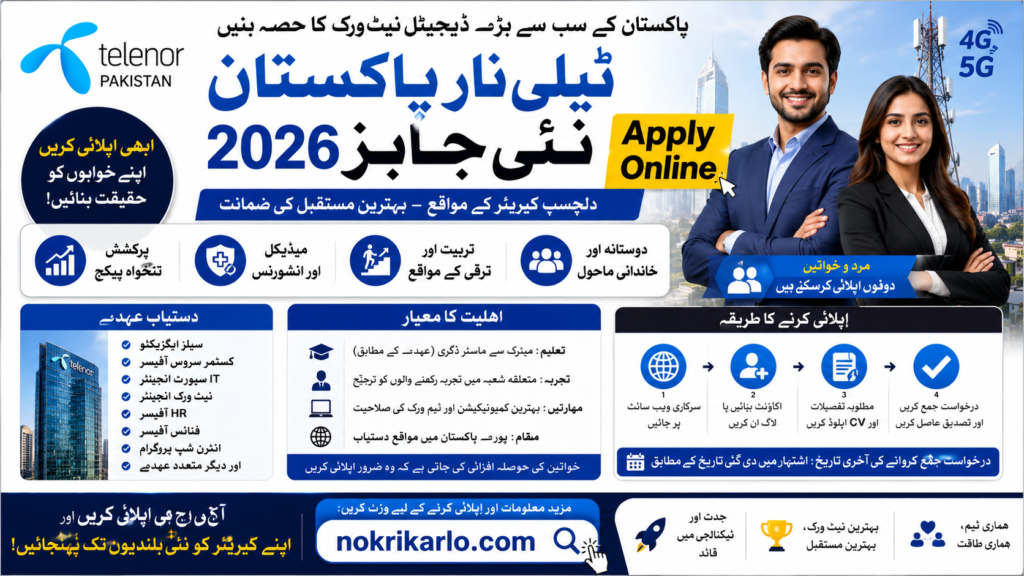 Telenor Pakistan New Jobs 2026 – Apply Online for Latest Career Opportunities