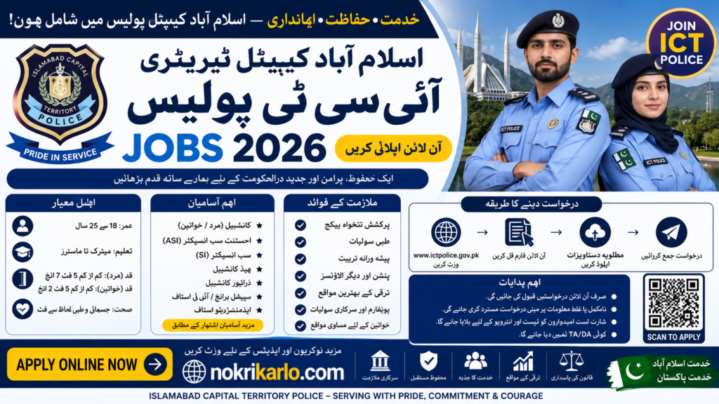 Islamabad Capital Territory ICT Police Jobs 2026 | Apply Online for Male & Female