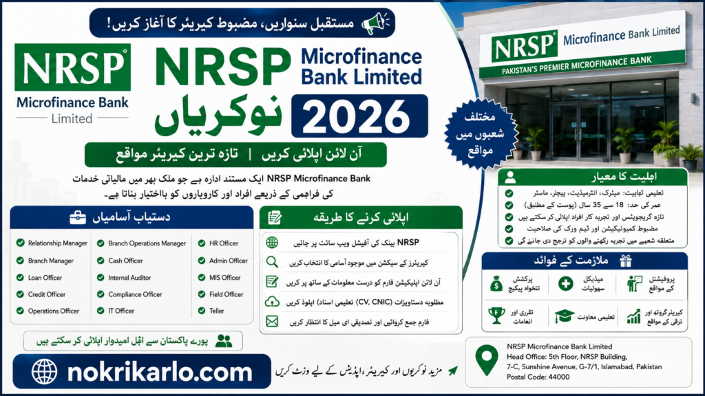 NRSP Microfinance Bank Limited Jobs 2026 – Apply Online | Latest NRSP Bank Careers